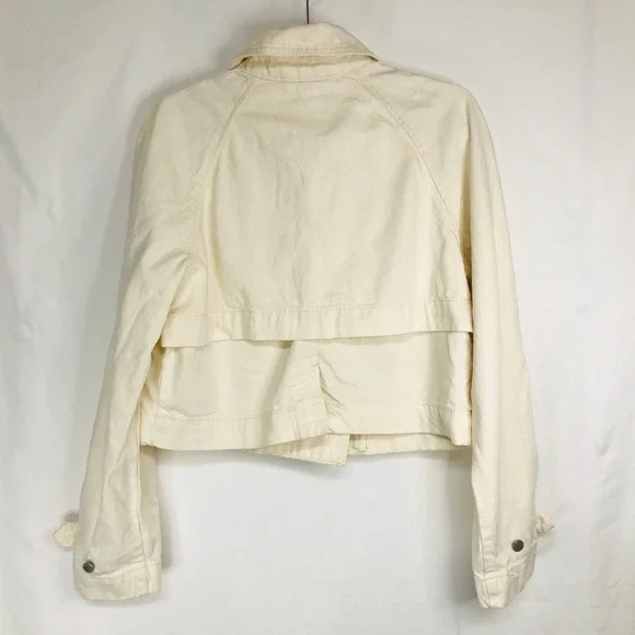Universal Thread Womens Small Ecru Cropped Moto Jacket Cotton Lyocell W9P38Y NWT - Picture 7 of 13